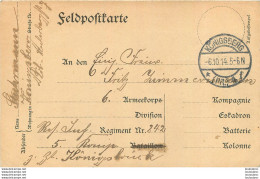 FELDPOSTKARTE 1914 ENVOYEE DE KONIGSBERG - Weltkrieg 1914-18