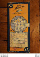 CARTE ROUTIERE MICHELIN  N°57 VERDUN WISSEMBOURG 1/200 000 BIBENDUM - Roadmaps