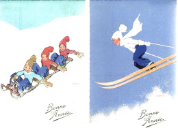 Lot De 2 CP Sur Les Sports D’hiver – Illustrateur : E. Martin - Deportes De Invierno