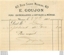 E. GOUJON FERS QUINCAILLERIE 40 RUE SAINT NICOLAS A MEAUX  1882 - 1800 – 1899