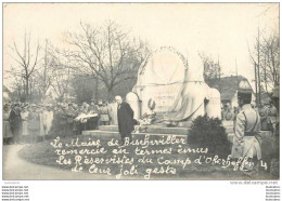 BISCHWILLER CARTE PHOTO INAUGURATION MONUMENT AUX MORTS AVEC LE MAIRE ET LES RESERVISTES DU CAMP D'OBERHOFFEN - Bischwiller