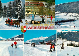 73340209 Weissensee Kaernten Neusacher-Hof Pferdeschlitten Schlittschulaufen Eis - Weissensee