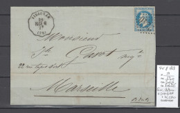 France - Lettre Convoyeur Station - Gare De VIDAUBAN - Var - 1868 - Railway Post