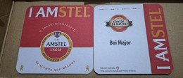 AMSTEL HISTORIC SET BRAZIL BREWERY  BEER  MATS - COASTERS #045  BOI MAJOR BAR - Beer Mats
