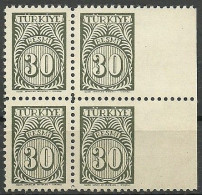 Turkey; 1957 Official Stamp 30 K. ERROR "Imperf. Edge" - Official Stamps