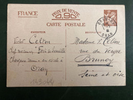 CP EP IRIS 0,90 OBL.1-3 41 ORAN RP + EXP: Victor CELTON Chef Mien "FORT DE SOUVILLE"  Pour BRUNOY (91) - 2. Weltkrieg 1939-1945