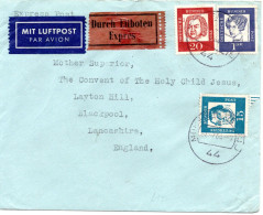 78376 - Bund - 1964 - 1DM Droste-Huelshoff MiF A LpEilBf MUENSTER -> DUESSELDORF -> Grossbritannien - Storia Postale