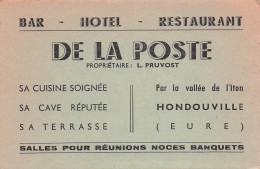 Bar Hotel Restaurant DE LA POSTE . L. PRUVOST . HONDOUVILLE . - Chiavi Elettroniche Di Alberghi