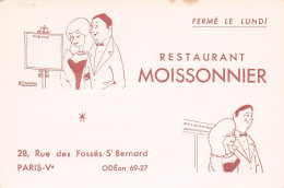 Restaurant MOISSONNIER . PARIS Ve . - Cartes D'hotel