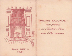 Rotisserie ALBERT 1er  ROUEN . Maurice LALONDE Présente Ses Meilleurs Vœux - Hotelsleutels (kaarten)