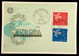 1961 LUXEMBOURG CARTE POSTALE PHILATELIQUE EUROPA 1er JOUR D’ÉMISSION - FDC