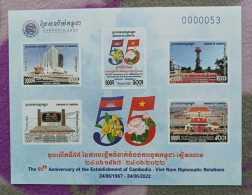 CAMBODGE /Block Imperf The 55th Ann. Of The Establishment Of Diplomatic Relations Between  Cambodia And Vietnam 2022 - Camboya