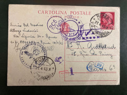 CP EP 75 Pour La FRANCE OBL.27 4 43 ROMA 1 + DOUBLE CENSURE - Poststempel