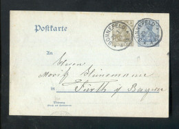 "DEUTSCHES REICH" 1907, Postkarte Mit K1 "BONNEFELD" Nach Fuerth (L1181) - Cartes Postales