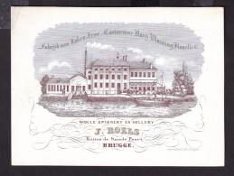 582/29 -- BRUGES CARTE PORCELAINE - Carte Illustrée J.Roels, Wolle Spinnery En Vollery - Litho Années1840/50 - Visiting Cards