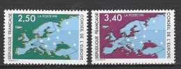 CONSEIL DE L EUROPE 1991 TIMBRE SERVICE 106 107 CARTE D EUROPE ET ETOILES - Ongebruikt