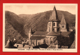 (RECTO / VERSO) EGLISE DE CONQUES - VUE PRISE DE L' ABSIDE ET GORGE SAINTE FOY - CPA - Andere & Zonder Classificatie