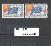 Variété Timbre De Service De 1965 Neuf** Y&T N° S 31 Jaune Décalé - Unused Stamps