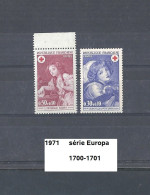 Série Croix-Rouge De 1971 Neuf ** Y&T N° 1700-1701 - Ongebruikt