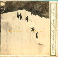 Suisse * Grindelwald Cordée Alpinistes Glacier Inférieur - Photo Stéréoscopique Savioz Vers 1865 - Stereoscopic