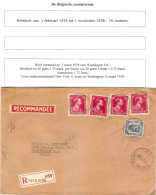 TP 428 (4) - 426 S/L. Recommandée Obl. Koekelberg 2/3/1938 > Usa Washington C. D'arrivées - Lettres & Documents