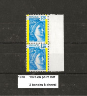 Variété Paire De 1978 Neuf ** Y&T N° 1975 Avec 2 Bandes à Cheval En Bdf - Unused Stamps