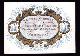 589/29 -- BRUGES CARTE PORCELAINE - Carte Illustrée Smalle-Chielens, Négociant Beurre De Dixmude  - Litho Années1840/50 - Visiting Cards