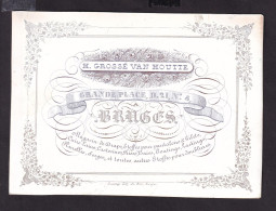 590/29 -- BRUGES CARTE PORCELAINE - Carte Illustrée Grossé Van Houtte, Magasin De Draps, Etoffes  - Litho Années1840/50 - Visitekaartjes