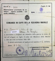 WW2 – 1942 DIPLOMA DISTINTIVO DI GUERRA NAVE "CAMICIA NERA" - S6918 - Documents