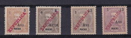 Macau Macao 1913 Carlos Surcharged Set. Mint & No Gum - Ungebraucht