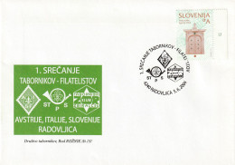 SCOUT SLOVENIA 2004 - FDC PHILATELIC SCOUT MEETING. SPECIAL CANCEL RADOVLJICA - Slovénie