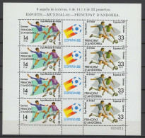 Andorra Spanish 1982 Football Soccer World Cup Sheetlet MNH - 1982 – Espagne