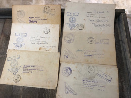 Lot De 13 Lettres Marine Nationale 1950 Avec Marquages - Scheepspost