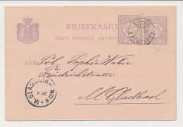 Briefkaart G. 24 / Bijfrankering Amsterdam - Duitsland 1890 - Interi Postali