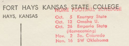 Meter Cut USA 1963 Football Schedule - Hays Kansas State College - Altri & Non Classificati