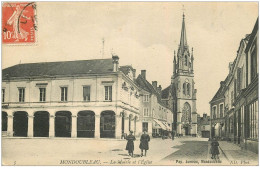 41 MONDOUBLEAU. Mairie Et Eglise 1909 (avec Café Du Midi)... - Andere & Zonder Classificatie