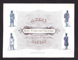 595/29 -- BRUGES CARTE PORCELAINE - Carte Illustrée Wery, Maitre Tailleur Du 1er Reg.t De Ligne - Litho Années1840/50 - Visitekaartjes