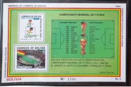 BOLIVIE BOLIVIA  MNH** 1992 FOOTBALL FUSSBALL SOCCER CALCIO VOETBAL FUTBOL FUTEBOL FOOT FOTBAL - Unused Stamps