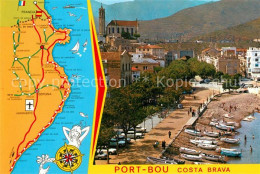 73337420 Port Bou Gebietskarte Kirche Promenade Bootsliegeplatz Port Bou - Andere & Zonder Classificatie