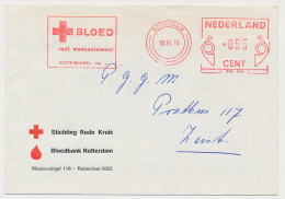 Meter Cover Netherlands 1976 Blood - Blood Bank - Red Cross - Rotterdam - Autres & Non Classés