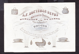596/29 -- BRUGES CARTE PORCELAINE - Carte Illustrée Boeteman Devos, Fabricant De Paniers, Berceaux - Litho Années1840/50 - Cartoncini Da Visita