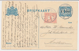 Briefkaart G. 94 B I / Bijfrankering Schildwolde -Amsterdam 1918 - Material Postal
