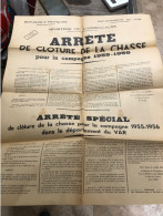Arrêté Sur La Clôture De La Chasse 1955-56 Var - Afiches