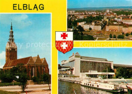 73337321 Elblag Kirche Fliegeraufnahme Anlegestelle Elblag - Poland