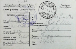 POW WW2 – WWII Italian Prisoner Of War In ALGERIA - Censorship Censure Geprüft  – S7769 - Posta Militare (PM)