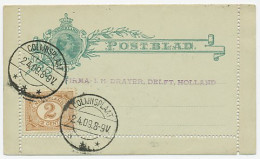 Postblad G. 4 / Bijfrankering - Colijnsplaat - Delft 1909 - Entiers Postaux