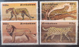 Simbabwe Zimbabwe 1992 Großwildkatzen Mi 472/75** - Zimbabwe (1980-...)