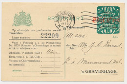 Briefkaart G. TEL183-Ia - Telephoondienst S-Gravenhage 1922 - Ganzsachen