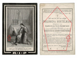 Philomena Mortelmans Ludovicus Van Rompaey Hemiksem Hemixem Litho 1885 Zeer Oud Bidprentje Doodsprentje - Esquela