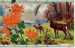 Illustrée Carrelages Chocolat D'Aiguebelles .CERFS ET CHRYSANTHEMES - 1900-1949